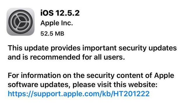 永嘉苹果手机维修分享iOS12.5.2发布，建议所有老苹果用户安装 
